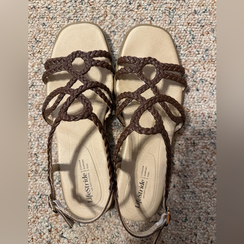 LifeStride Brown Strappy Sandal Size 10W
